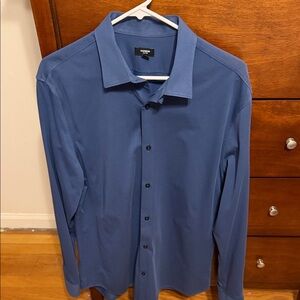 Express Men's 1MX Slim Fit Blue Dress Shirt